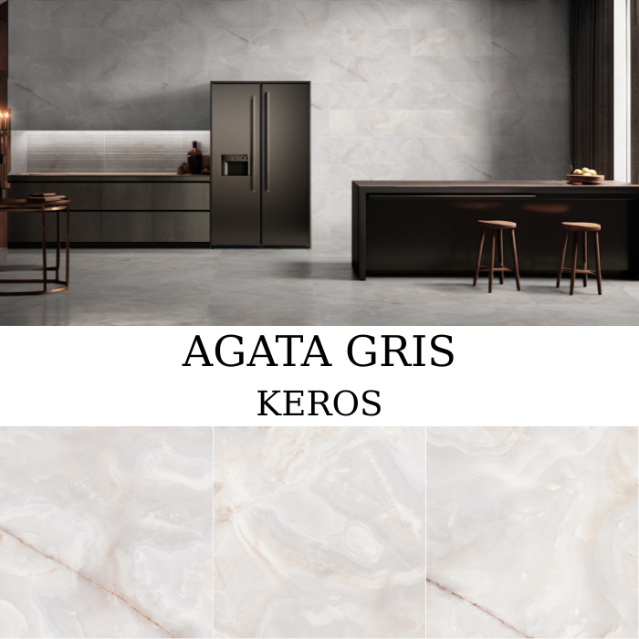 Πλακάκι Keros Agata Gris 59,6×59,6 γυαλιστερό πορσελανάτο γρανίτης PEI IV