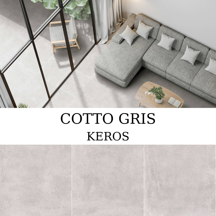 Πλακάκι Keros Cotto Gris 59,6×59,6 - ματ πορσελανάτος γρανίτης rectificado