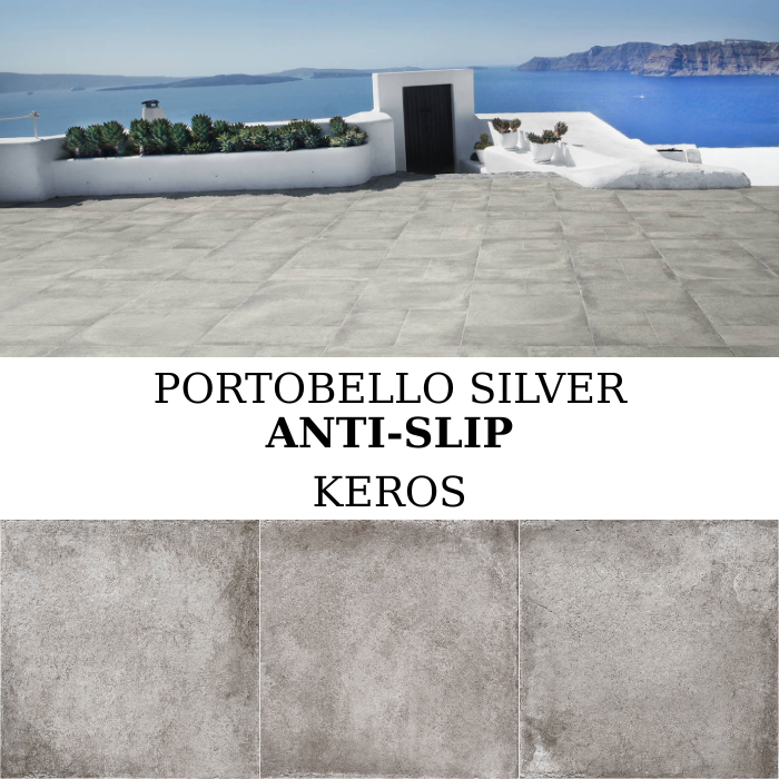 Πλακάκι Keros Portobello Silver Anti-Slip 50×50 ματ πορσελανάτο δαπέδου