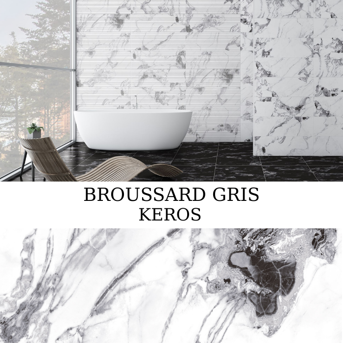 Keros Broussard Gris 30×90 γκρι gloss μαρμάρινο πλακάκι τοίχου