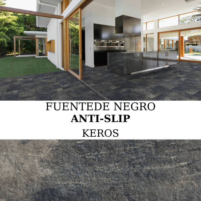 Πλακάκι Keros Fuentede Negro με υφή πέτρας και ματ σαγρέ επιφάνεια