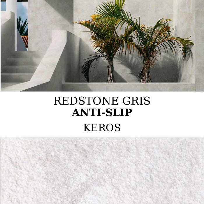 Keros Redstone Gris Anti-Slip 30×60 με σαγρέ αντιολισθητική υφή πέτρας