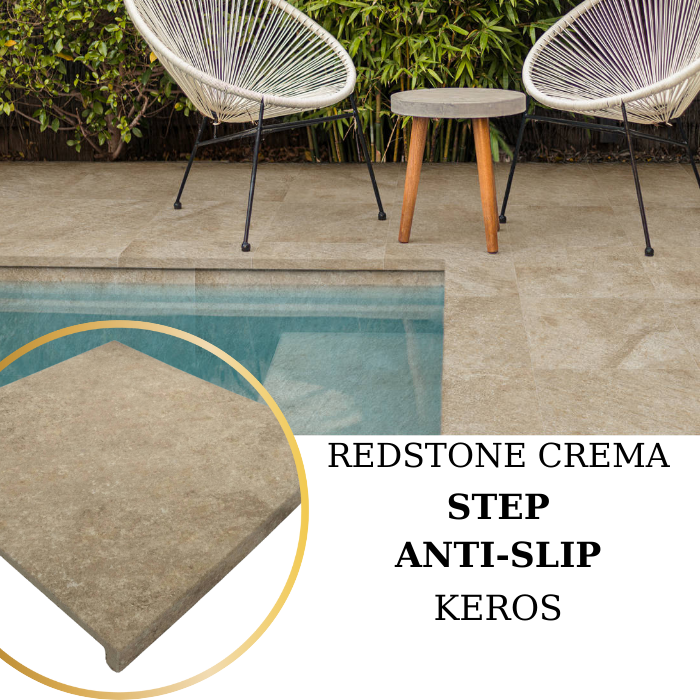Keros Peldaño Extrusionado Redstone Crema 33×33 Αντιολισθητικό προφίλ σκάλας