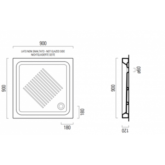 ΝΤΟΥΖΙΕΡΑ ΠΟΡΣΕΛΑΝΗΣ ΤΕΤΡΑΓΩΝΗ ΥΨΟΣ 6CM GSI BASIC