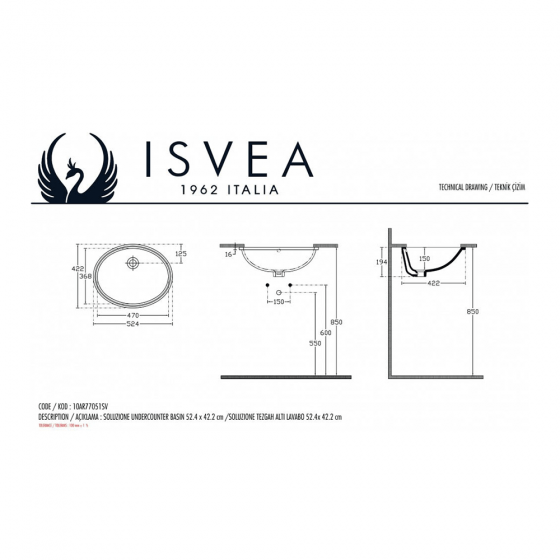 ΥΠΟΚΑΘΗΜΕΝΟΣ ΝΙΠΤΗΡΑΣ 52X42CM ISVEA SOLUZIONE ECE 10ART77051