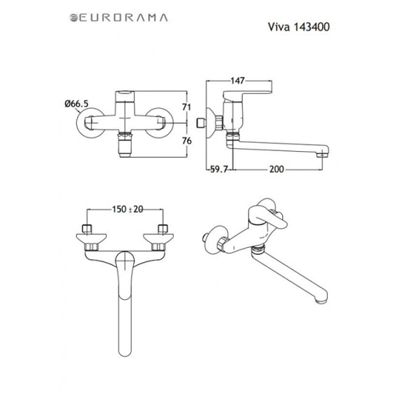 ΜΠΑΤΑΡΙΑ ΚΟΥΖΙΝΑΣ ΤΟΙΧΟΥ Viva 143400 BY EURORAMA