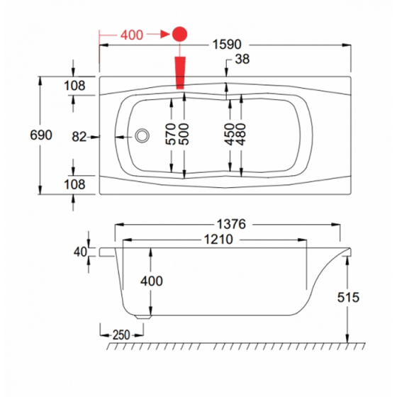 ΜΠΑΝΙΕΡΑ ΕΛΕΥΘΕΡΗΣ ΤΟΠΟΘΕΤΗΣΗΣ ΑΚΡΥΛΙΚΗ CARRON Imperial 160x70
