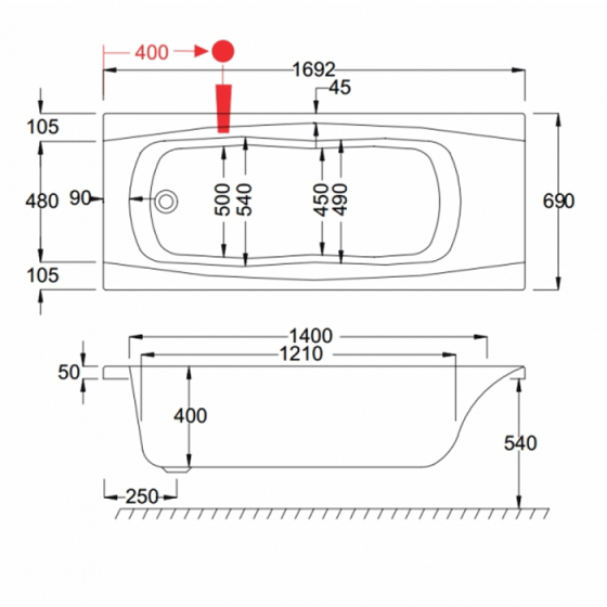 ΜΠΑΝΙΕΡΑ ΕΛΕΥΘΕΡΗΣ ΤΟΠΟΘΕΤΗΣΗΣ ΑΚΡΥΛΙΚΗ CARRON Imperial 170x70