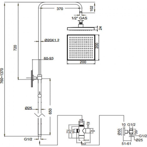 ΒΕΡΓΑ ΝΤΟΥΣ 83-144εκ. EURORAMA Square 51400S chrome