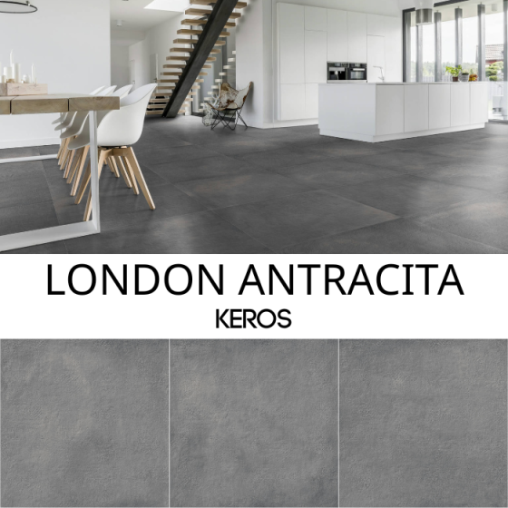 LONDON ANTRACITA 80×80 - Ματ πορσελανάτο δαπέδου υψηλής αντοχής