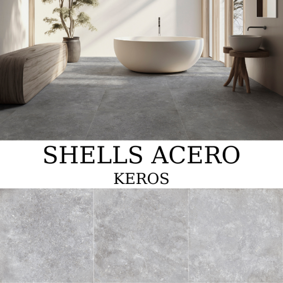 Shells Acero Keros Ceramica 80×80 ματ πορσελανάτο πλακάκι δαπέδου–τοίχου, rectificado και αντιπαγετικό.