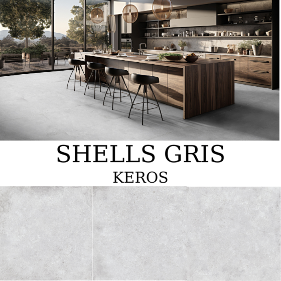 Shells Gris Keros Ceramica 80×80 ματ πορσελανάτο πλακάκι δαπέδου–τοίχου, rectificado και αντιπαγετικό.