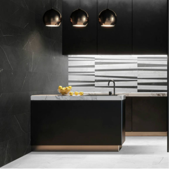 Πλακάκι Keros Vernazza Negro τύπου μαρμάρου 59,6×59,6 ματ