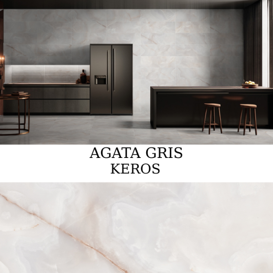 Κεραμικό πλακάκι Agata Gris 30x90 τύπου μαρμάρου με glossy φινίρισμα και rectified ακμές