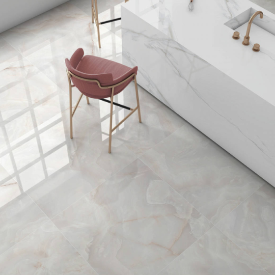 AGATA PERLA 80×80 - Γυαλιστερό πορσελανάτο πλακάκι Keros Ceramica