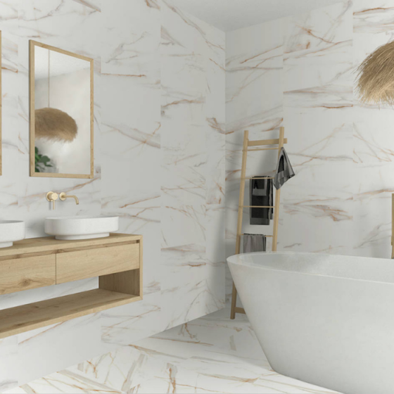 ARDENZA BRILLO 25x50 λευκό γυαλιστερό πλακάκι τοίχου όψη μαρμάρου
