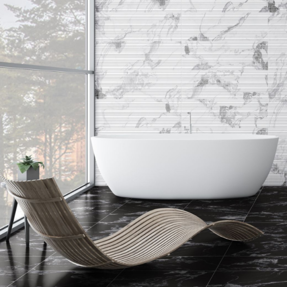 Keros Broussard Negro 30×90 μαύρο glossy πλακάκι τοίχου