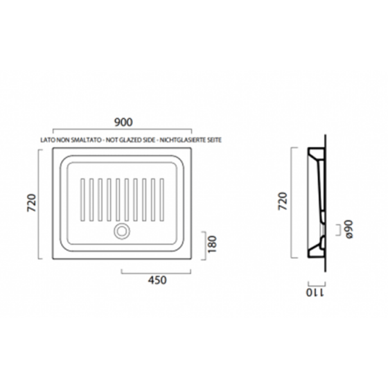 ΝΤΟΥΖΙΕΡΑ ΠΟΡΣΕΛΑΝΗΣ ΗΜΙΚΥΚΛΙΚΗ 90x72x11cm GSI BASIC 2590