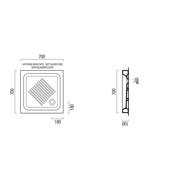 ΝΤΟΥΖΙΕΡΑ ΠΟΡΣΕΛΑΝΗΣ ΤΕΤΡΑΓΩΝΗ ΥΨΟΣ 6CM GSI BASIC