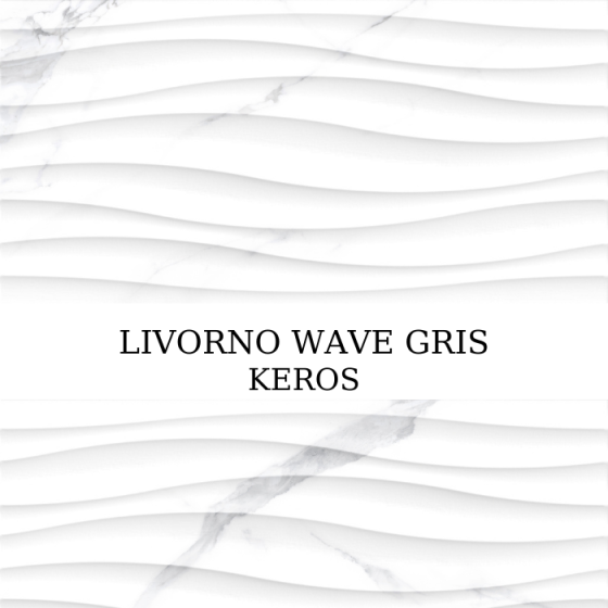 Ανάγλυφο γυαλιστερό πλακάκι τοίχου Livorno Wave Gris 30x60 με μαρμάρινη όψη