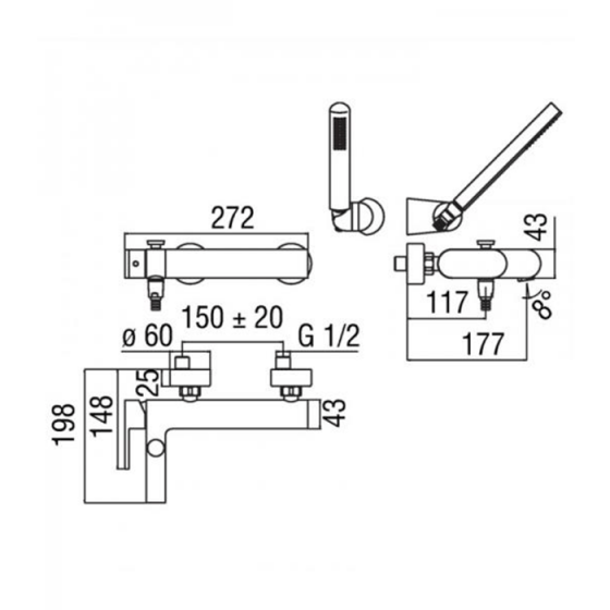 Μπαταρία λουτρού NOBILI UP 94110