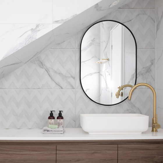 Πλακάκι τοίχου Pisa Espiga Gris 30x60 ματ με μοτίβο espiga και μαρμάρινη όψη