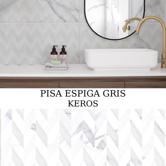 Πλακάκι τοίχου Pisa Espiga Gris 30x60 ματ με μοτίβο espiga και μαρμάρινη όψη