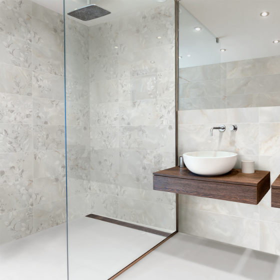 QUARTZ FLORAL GRIS 30x90 διακοσμητικό γκρι πλακίδιο floral