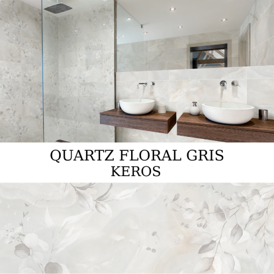 QUARTZ FLORAL GRIS 30x90 διακοσμητικό γκρι πλακίδιο floral