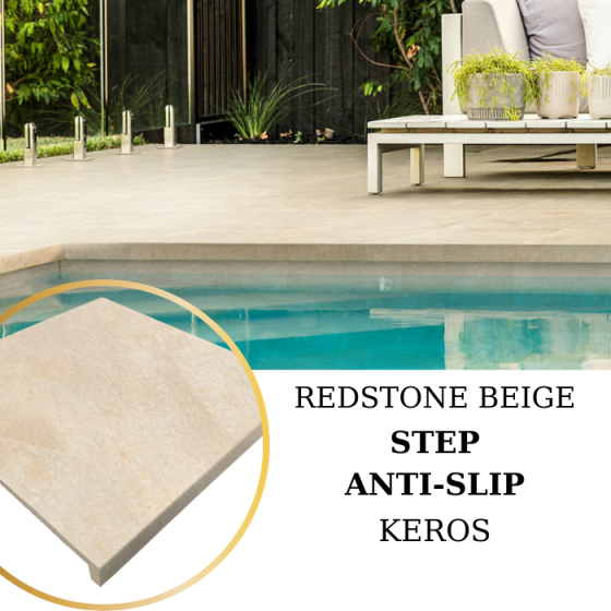 Keros Peldaño Extrusionado Redstone Beige 33×33 - Αντιολισθητικό προφίλ σκάλας