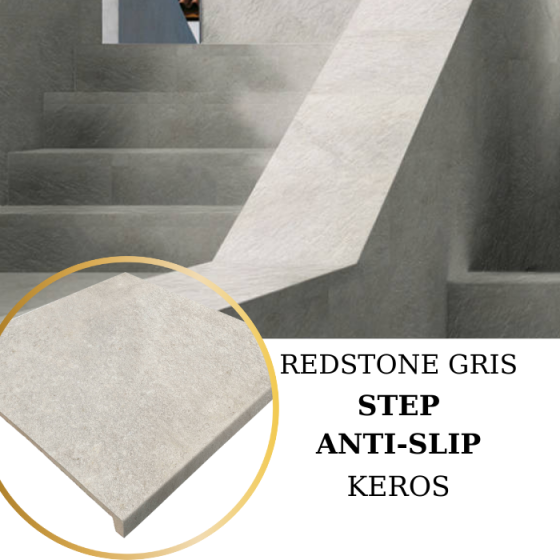Keros Peldaño Extrusionado Redstone Gris 33×33 Αντιολισθητικό προφίλ σκάλας