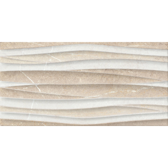 Ανάγλυφο μπεζ πλακάκι τοίχου SABOYA OLAS BEIGE 25x50 με όψη πέτρας