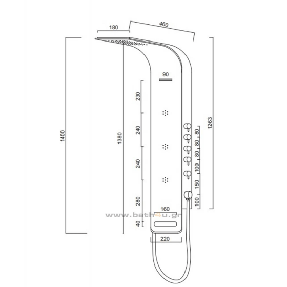 ΣΤΗΛΗ ΝΤΟΥΣ / ΥΔΡΟΜΑΣΑΖ Icos Shower Astrea white matt