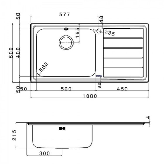 ΝΕΡΟΧΥΤΗΣ ΕΝΘΕΤΟΣ INOX (100X50) Linear 8515 BY APELL
