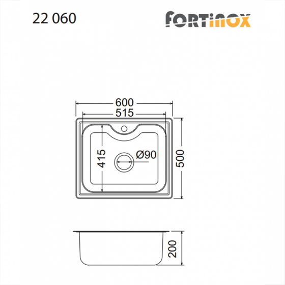 ΝΕΡΟΧΥΤΗΣ ΕΝΘΕΤΟΣ INOX (60X50) Arena 22060 BY FORTINOX