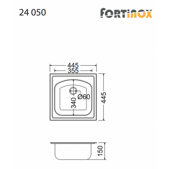 ΝΕΡΟΧΥΤΗΣ ΕΝΘΕΤΟΣ INOX (44,5X44,5) Valley 24050 BY FORTINOX