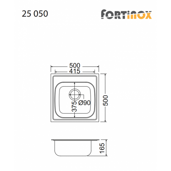 ΝΕΡΟΧΥΤΗΣ ΕΝΘΕΤΟΣ INOX (50X50) Valley 25050 BY FORTINOX
