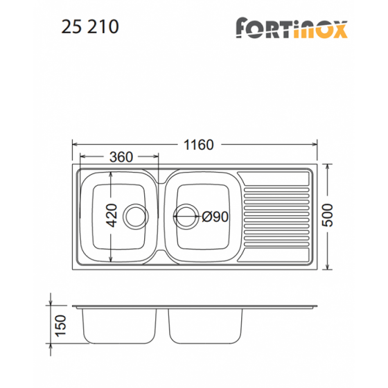 ΝΕΡΟΧΥΤΗΣ ΕΝΘΕΤΟΣ INOX (116X50) Valley 25210 BY FORTINOX