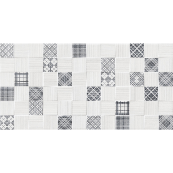Ανάγλυφο κεραμικό πλακάκι τοίχου με γεωμετρικά μοτίβα cubik και γκρι ματ φινίρισμα από τη σειρά Tessile της KEROS.