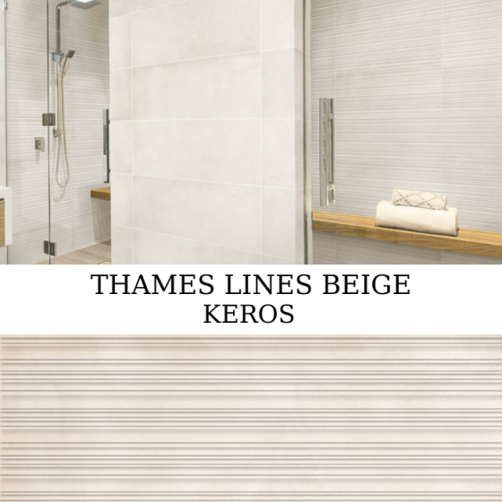 Πλακάκι τοίχου Keros Thames Line Beige 30×90 γυαλιστερό με ανάγλυφες γραμμές