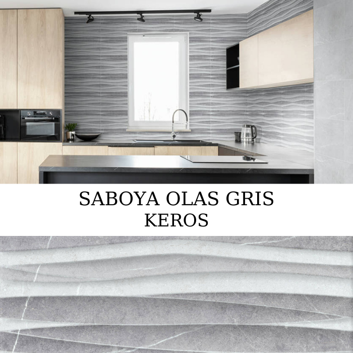 Ανάγλυφο γκρι πλακάκι τοίχου SABOYA OLAS GRIS 25x50 με όψη πέτρας