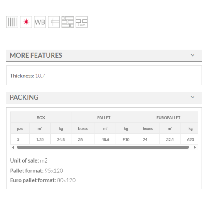 white gaudi brillo keros 30x90 technical details